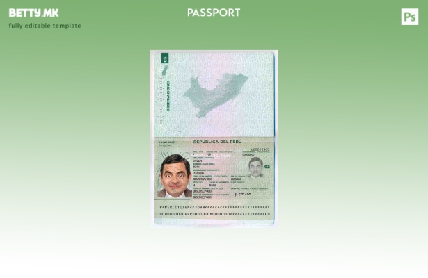 Шаблон за пасош на Перу во модерен стил